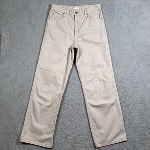 Uniqlo Jeans Womens 25x31 Beige Straight Leg 100% Cotton Casual Pants Zipper Fly